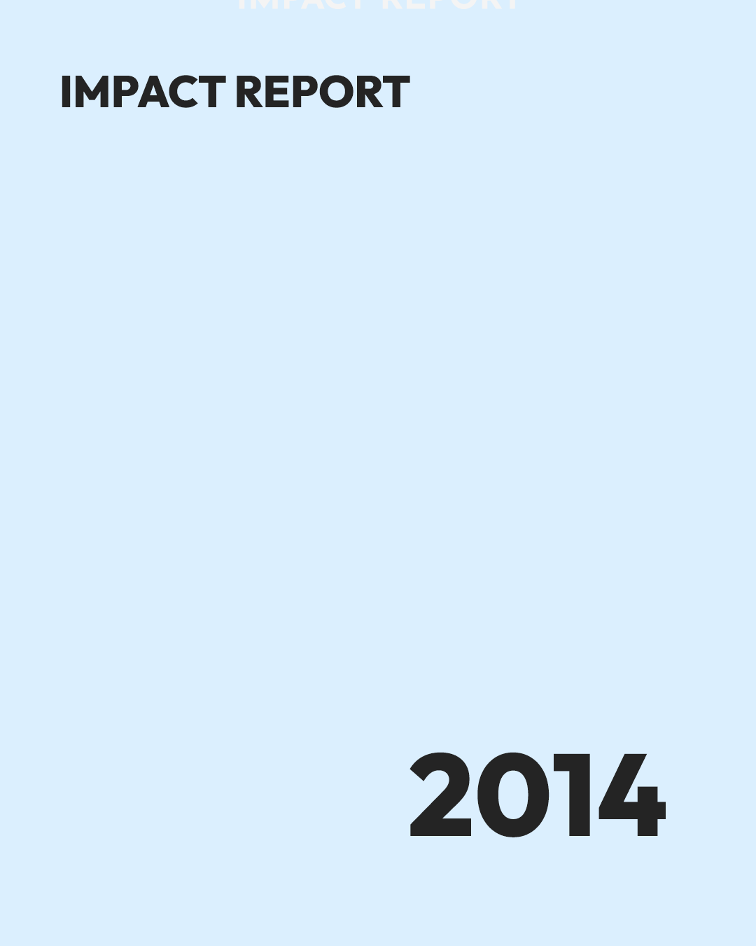 Light blue cover image for 2014 impact report