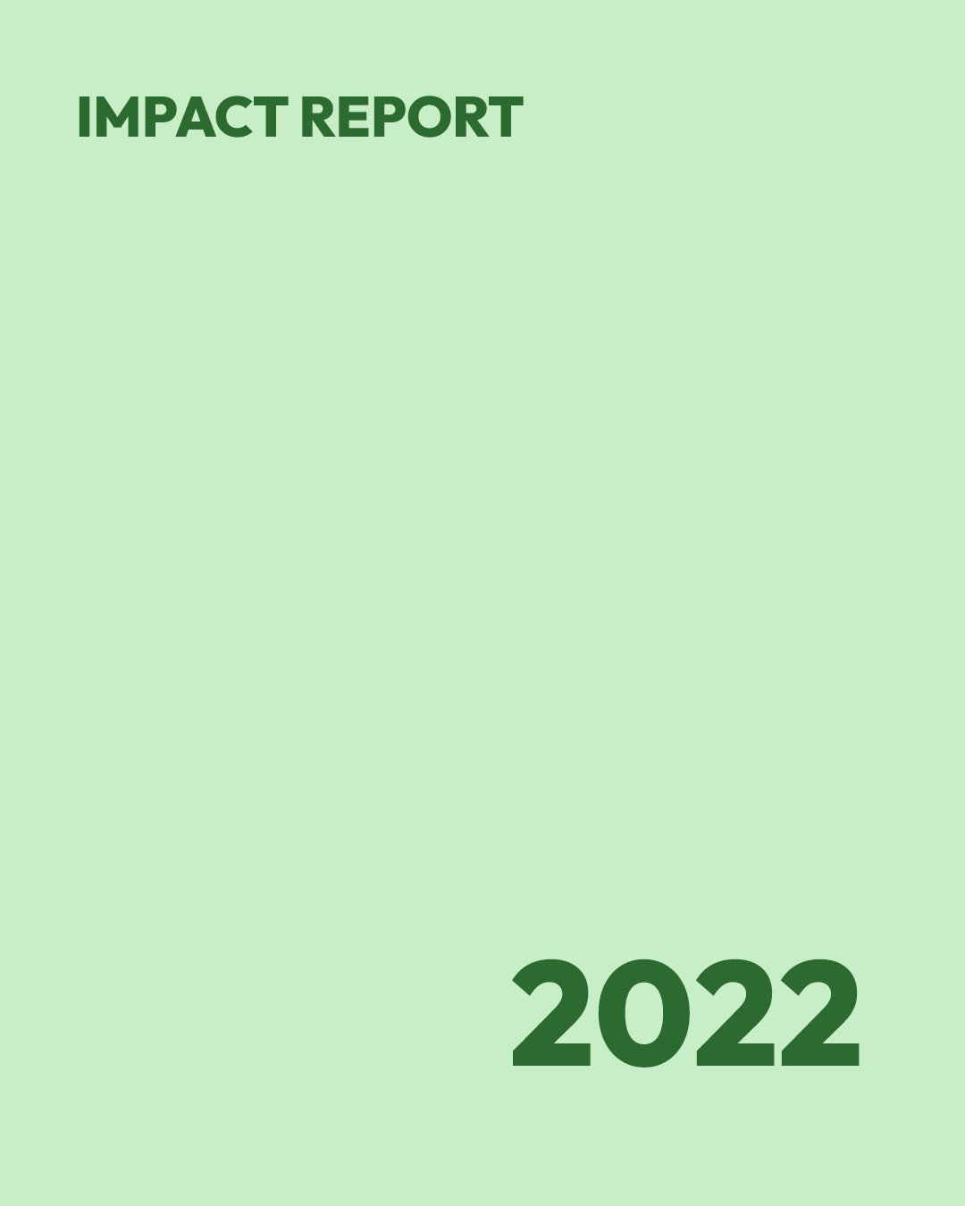 Light green background 2022 impact report cover