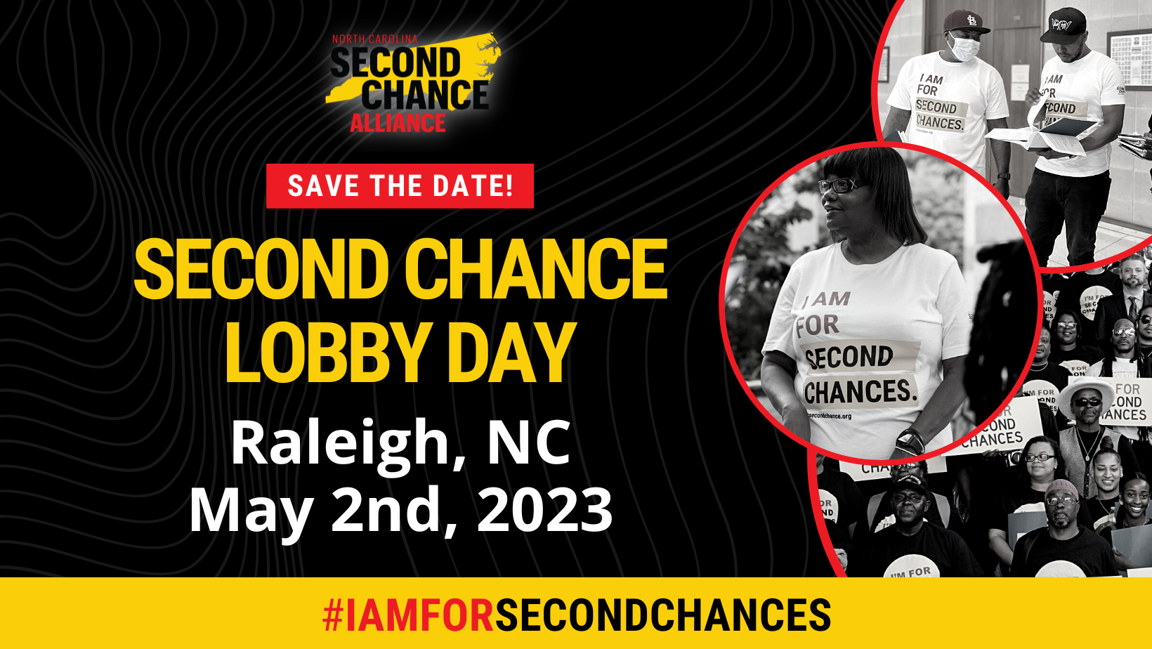 Save the date graphic for Second Chance Lobby Day 2023 in Raleigh