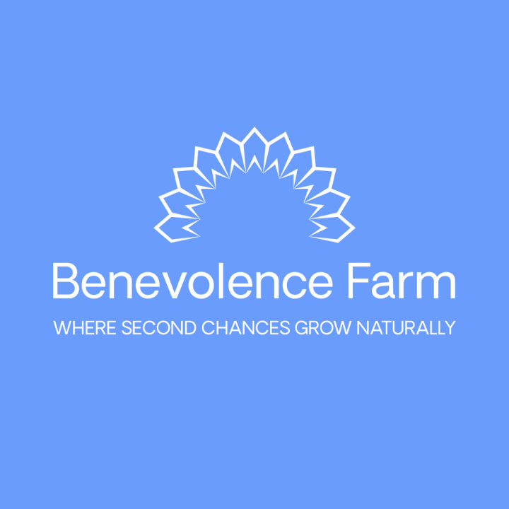 The Benevolence Farm logo on a blue background