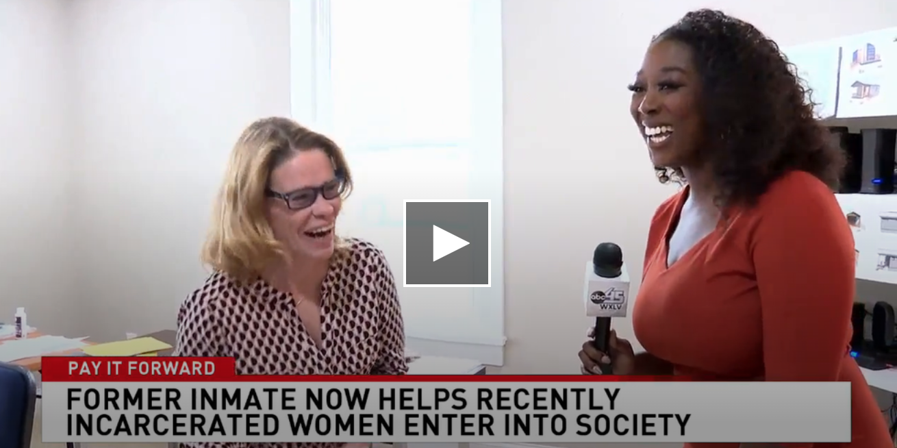 Still from a Pay It Forward news segment, two women in conversation