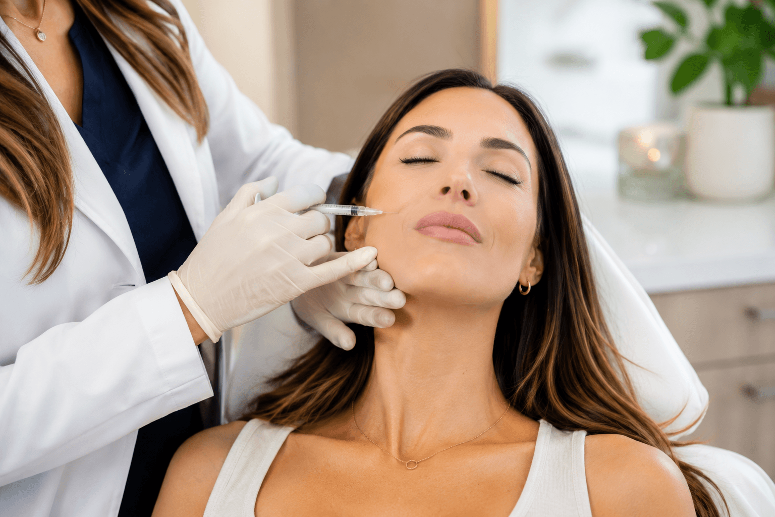 Patient receiving dermal fillers treatment at a medical spa in Old Lyme, Connecticut