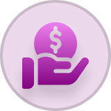 Hand holding a coin icon