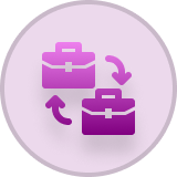 Briefcases with exchange arrows icon