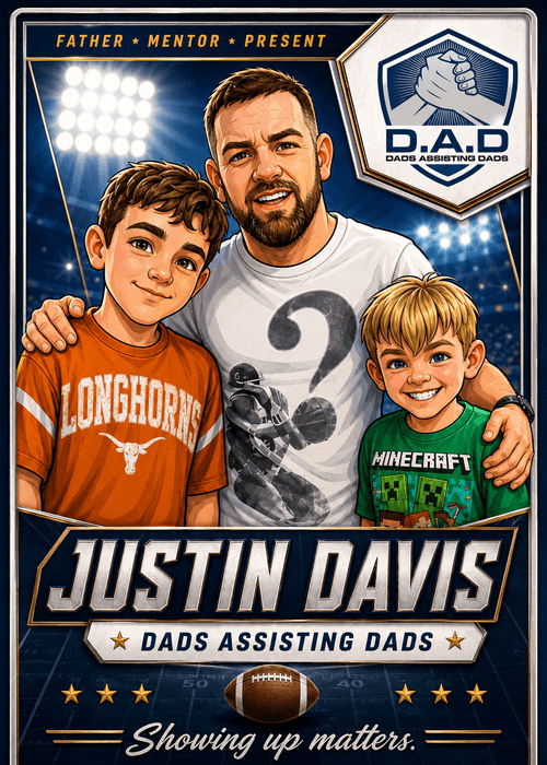 Custom D.A.D. sports-style trading card slab for Justin Davis