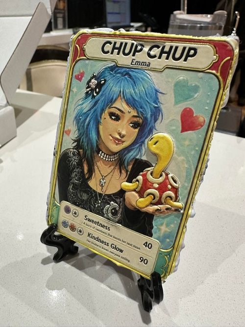 Custom keepsake trading card slab featuring Emma's family nickname Chup Chup