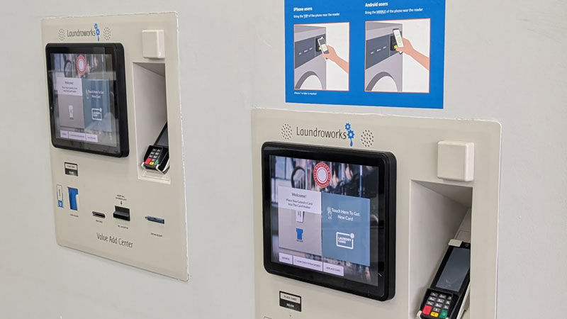 Laundry payment options including card, app, and EBT
