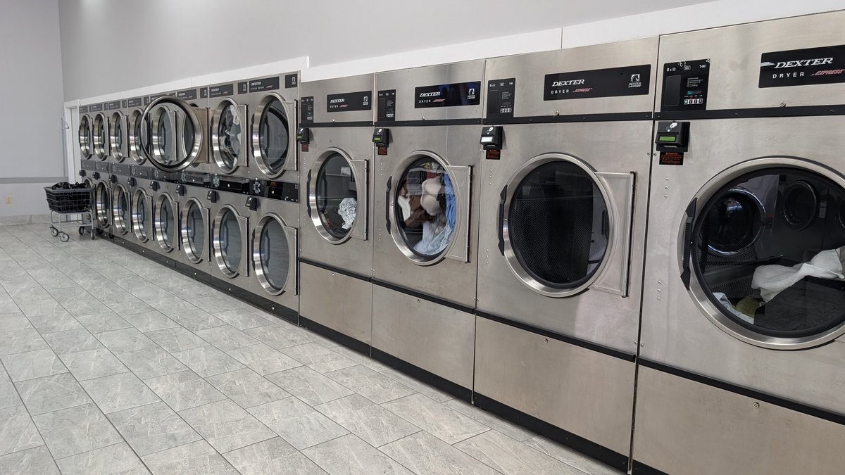 Dexter stack dryers running loads at Lafayette Laundromat