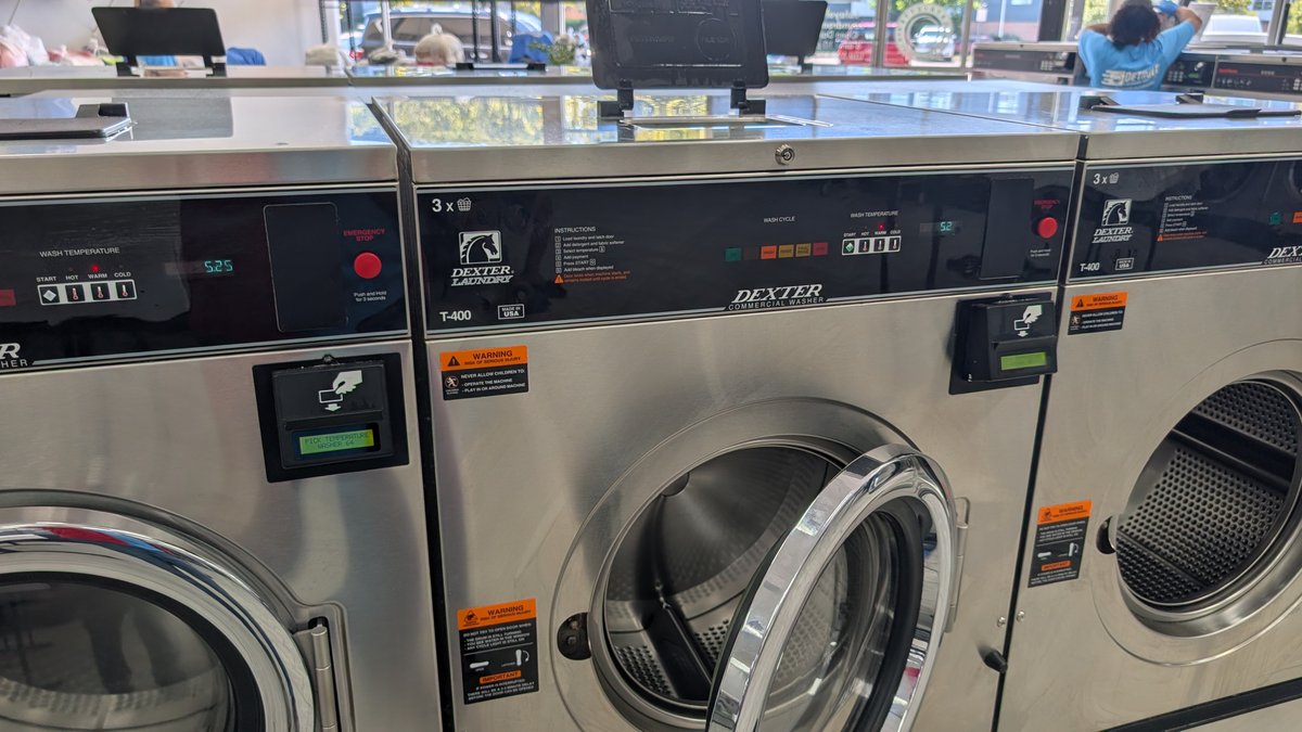 Dexter washer control panels with an open loading door