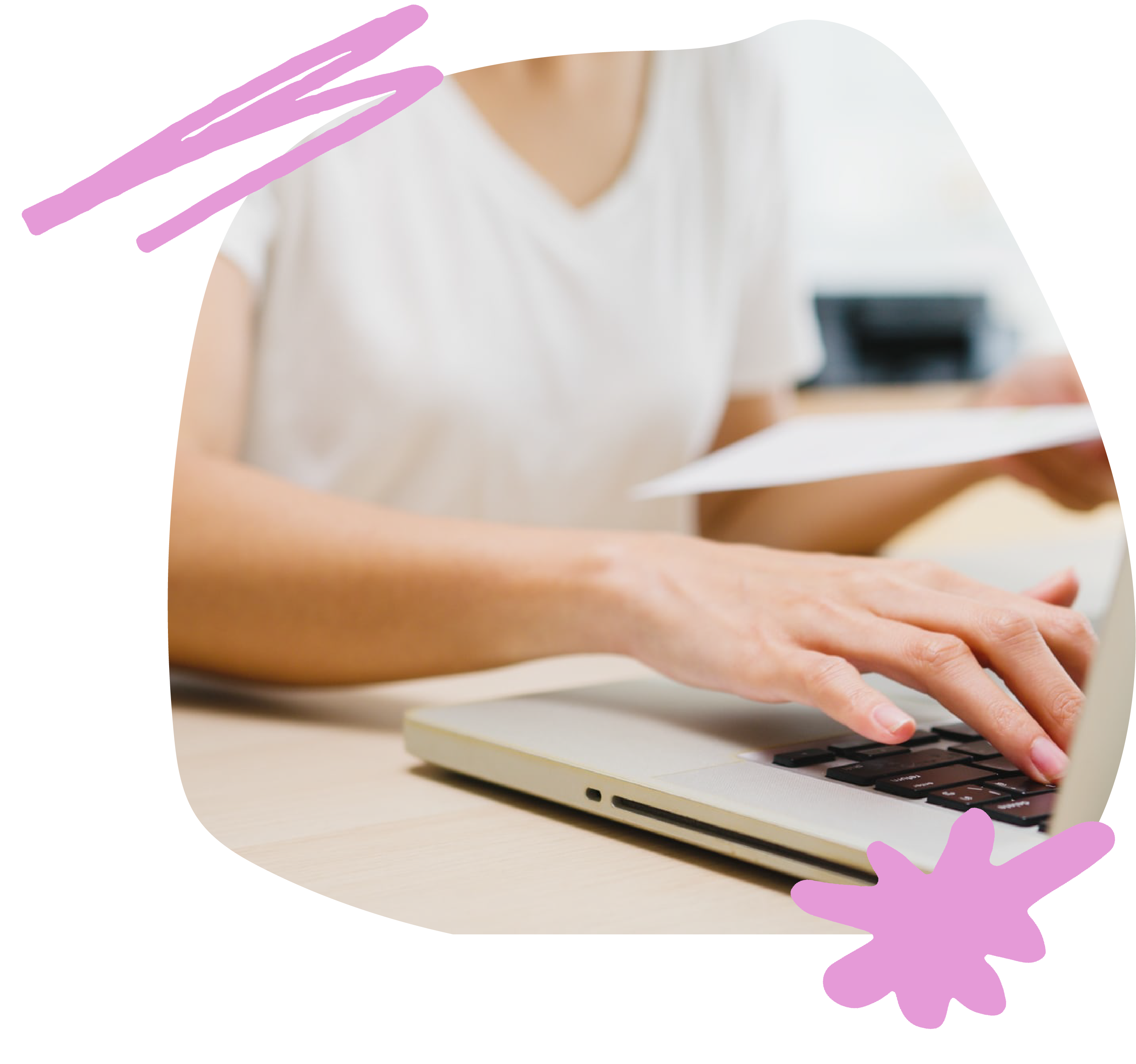 Typing on laptop