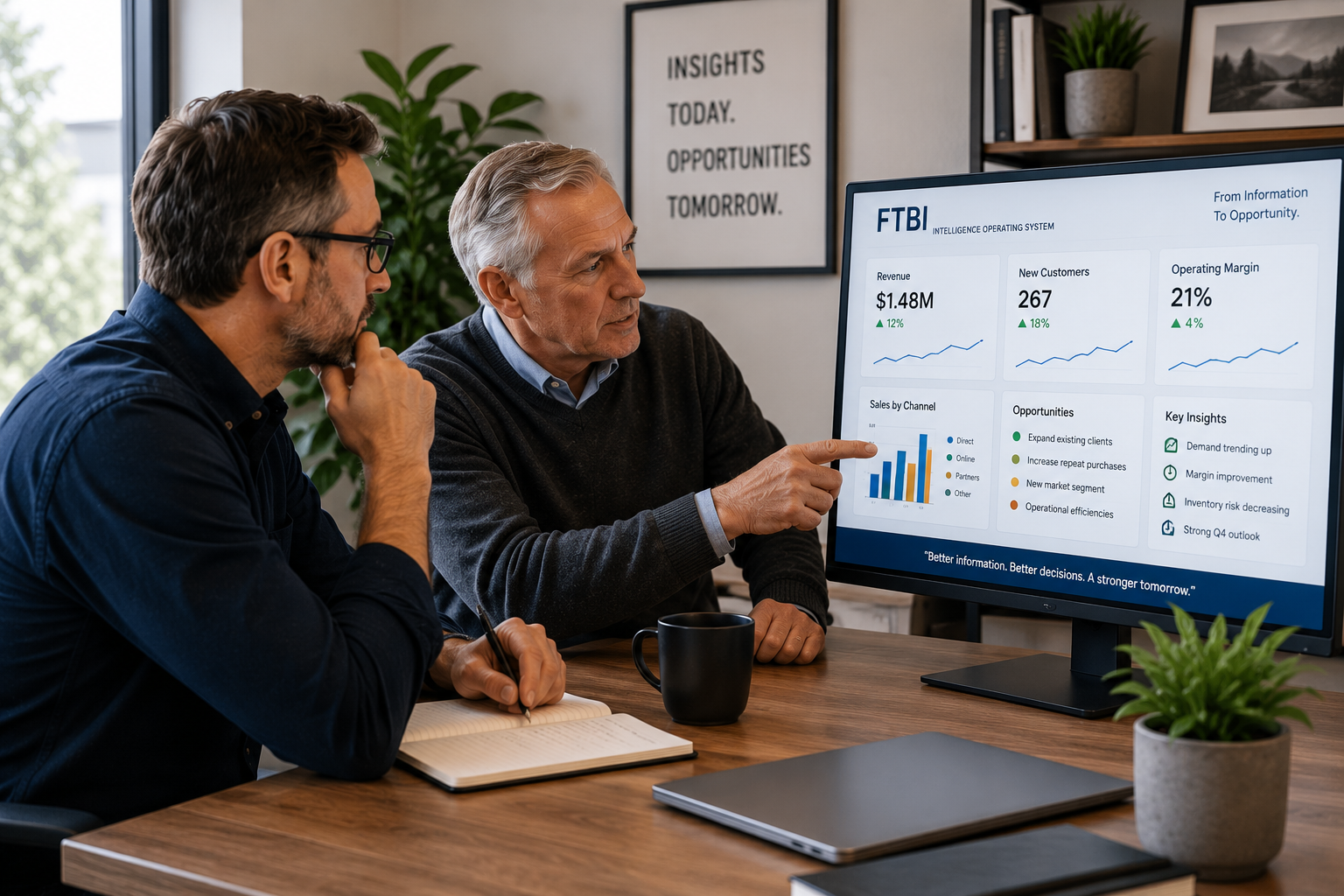 image of business professional reviewing analytics (for a hr tech)