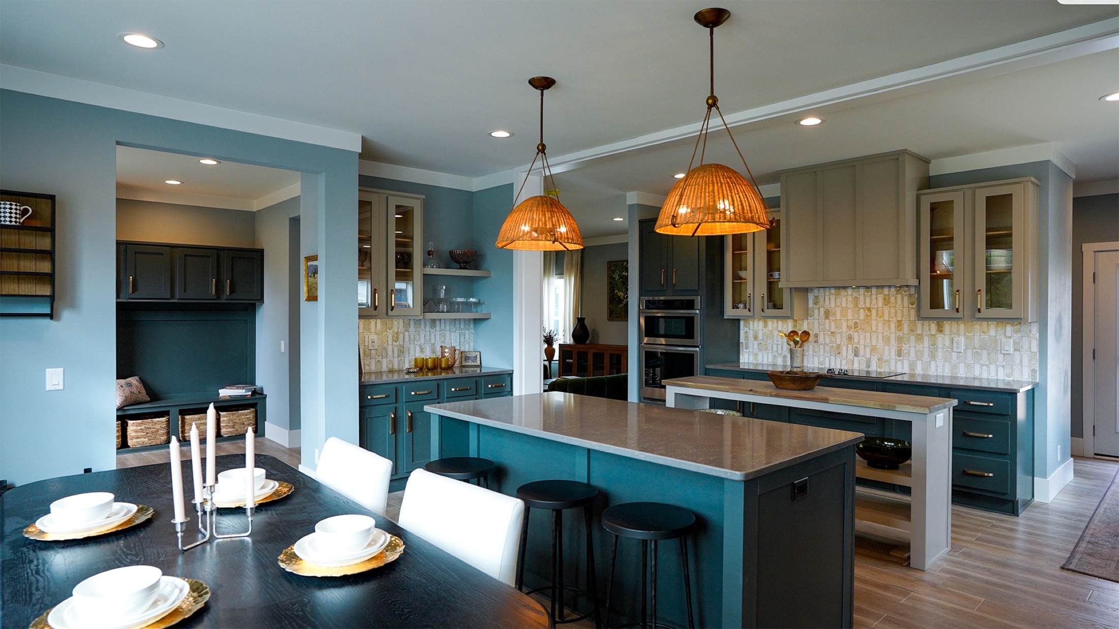 A designer kitchen inside a Village Homes model