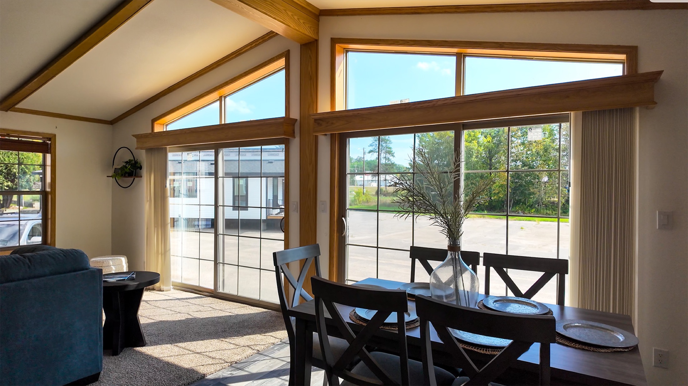 Wood Manor living area with bay windows
