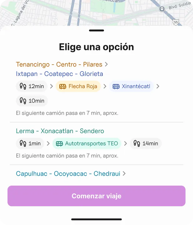 Funcionalidad: conoce de 3 a 5 sugerencias de rutas