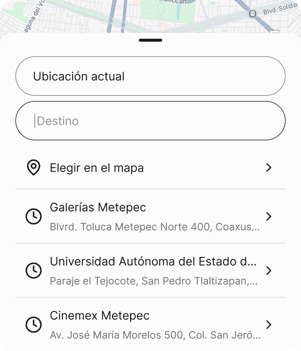 Funcionalidad: ingresa origen y destino para conocer rutas