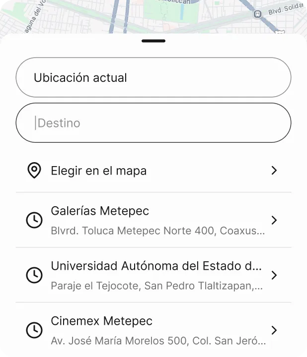 Funcionalidad: ingresa origen y destino para conocer rutas