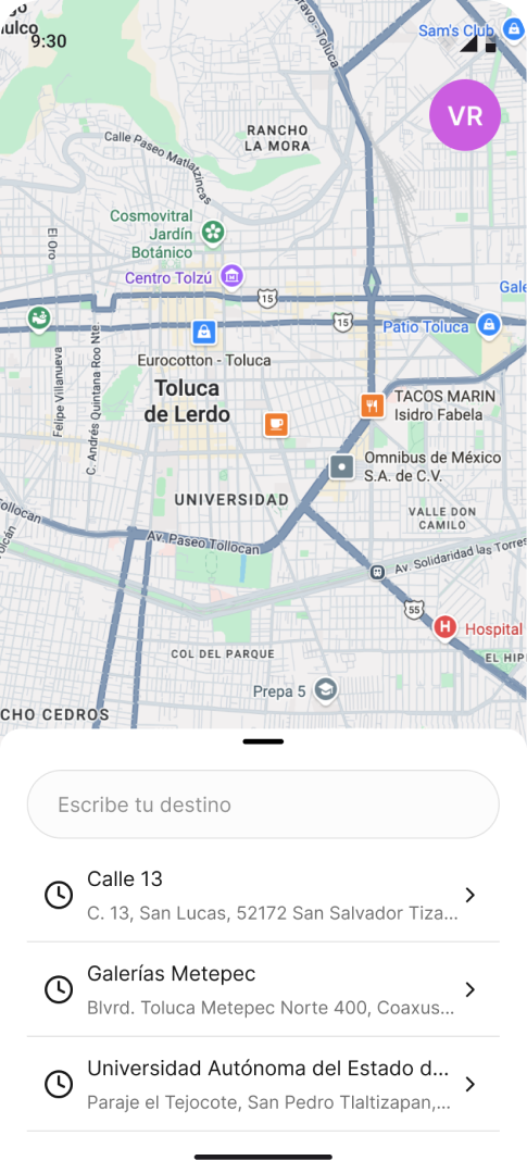 Funcionalidad: ingresa origen y destino para conocer rutas
