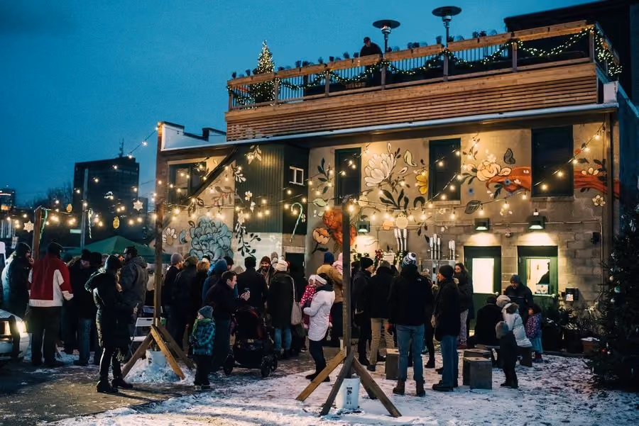Holiday lights at the Corktown Aglow celebration