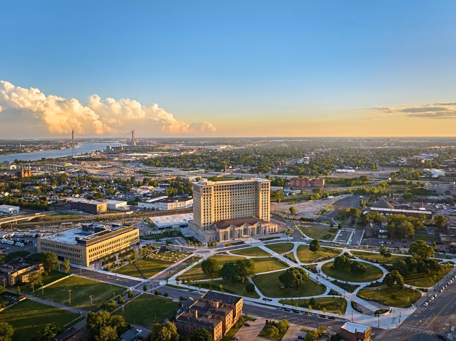 Michigan Central Station building in Corktown