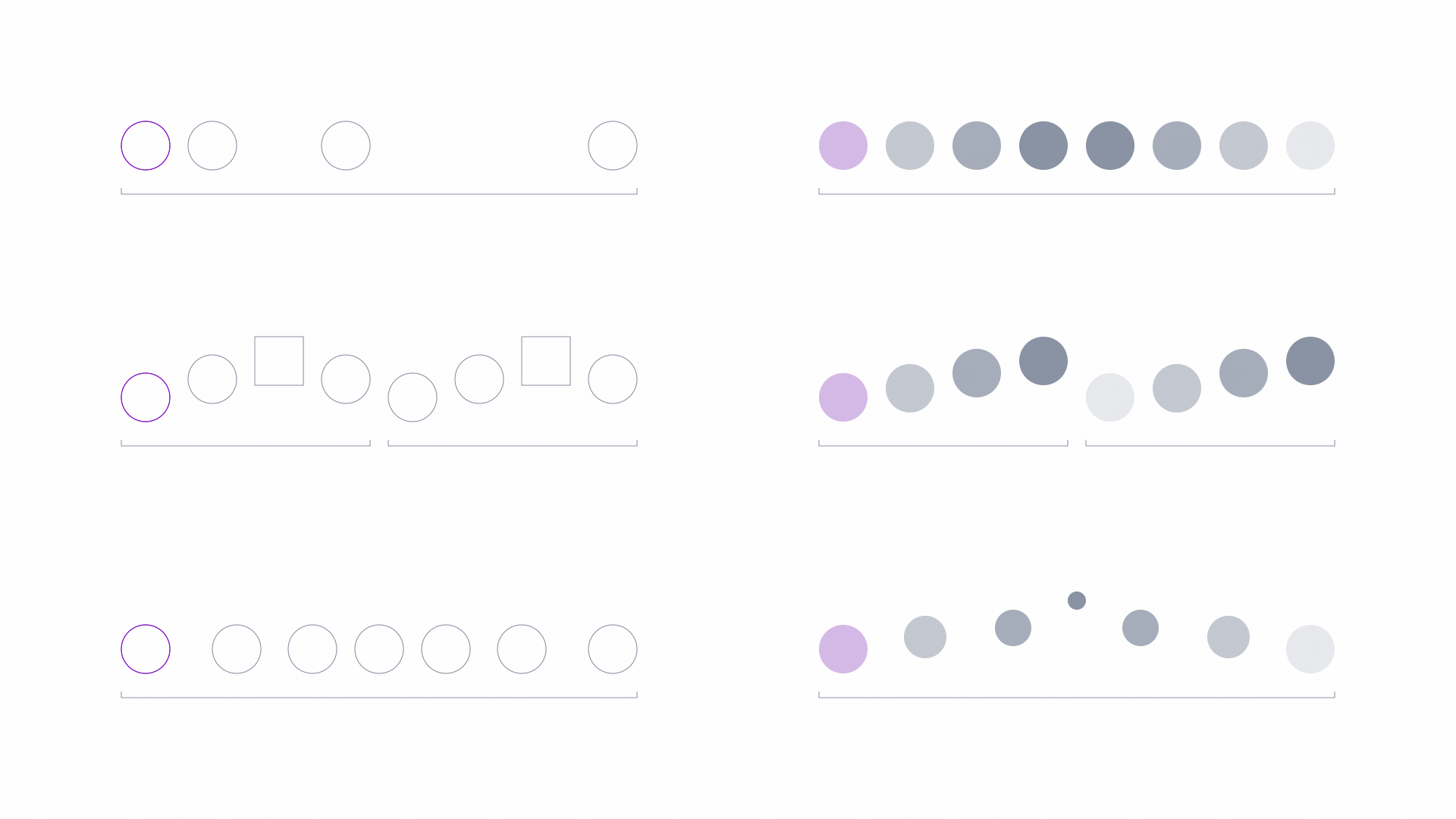 A gif highlights various combinations of gradients, pattens of shapes, and positioning