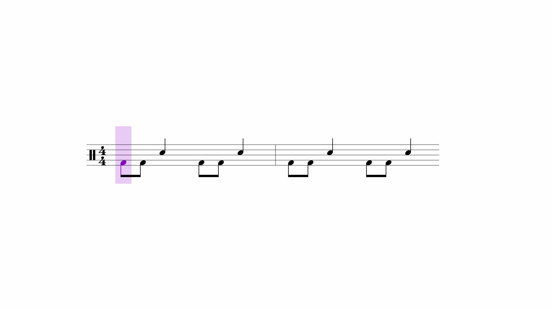 A GIF features a purple marker indicating the tempo over some sheet music to the song We Will Rock You