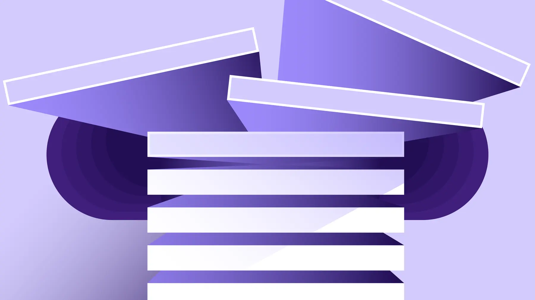 A stack of rectangles, the top three of which are yet to be aligned with the rest