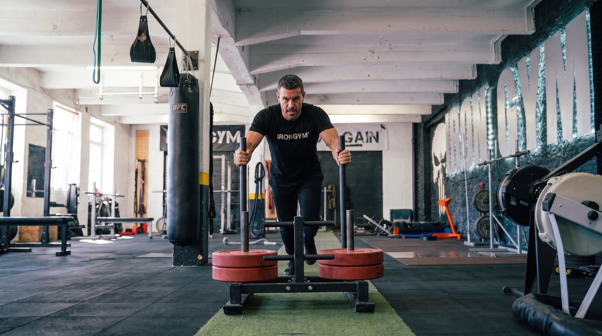 CrossFit et HYROX — poussée de traîneau