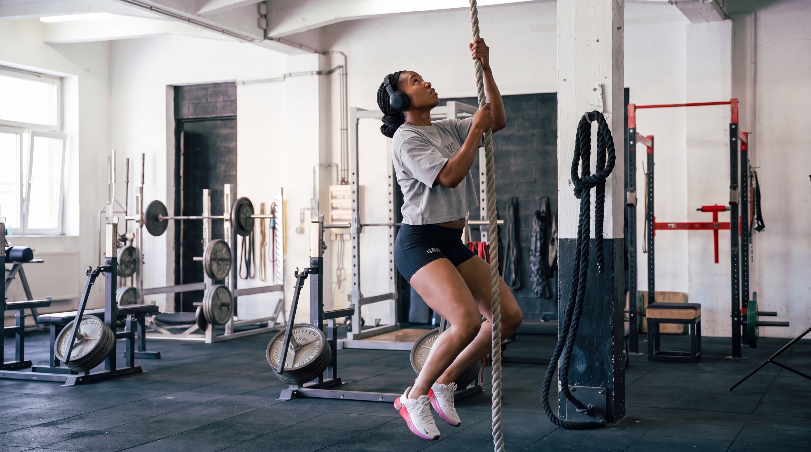 Montée de corde dans l'espace cross training