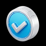 Icono de moneda con tilde de verificación