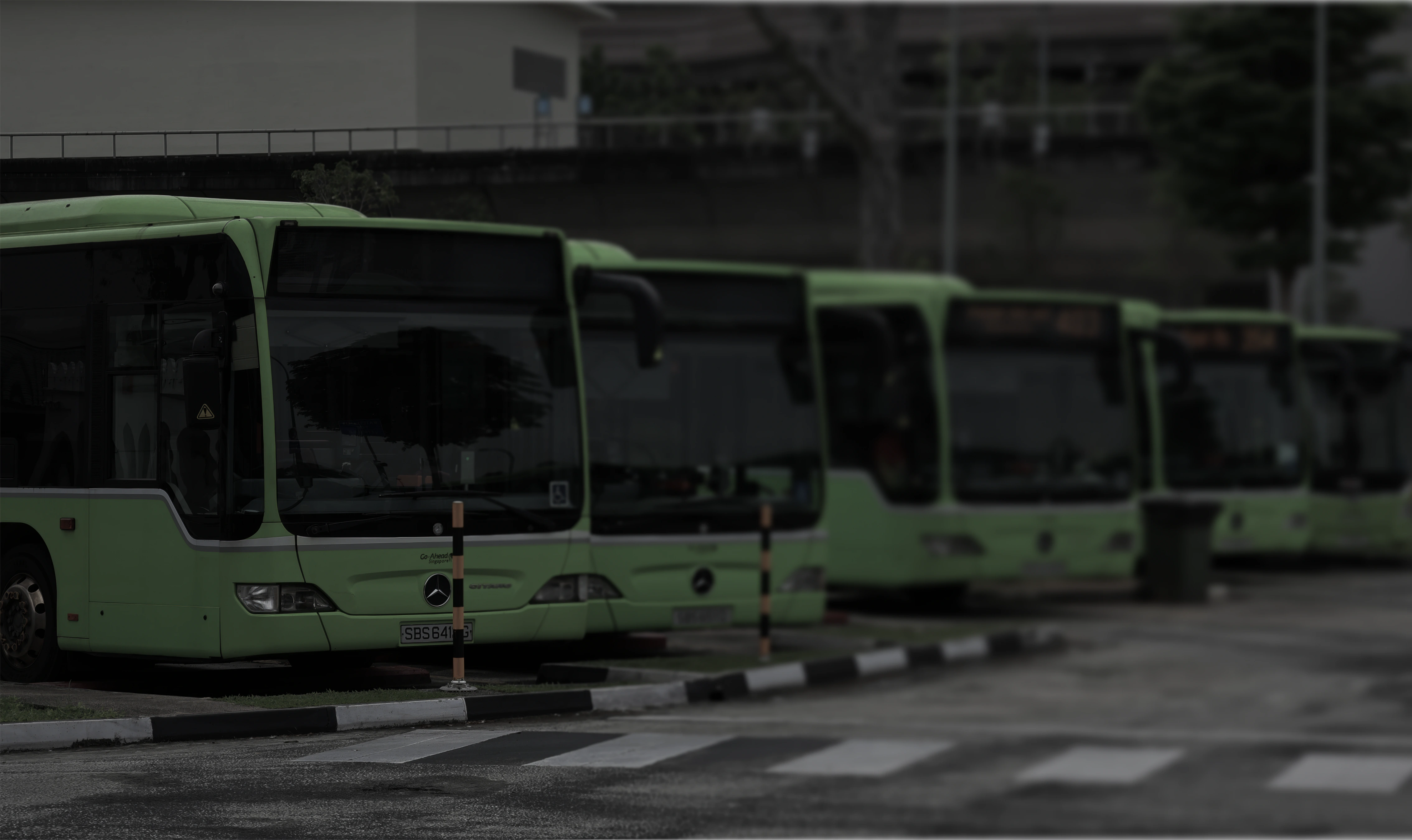 Electric bus fleet depot background for EV Fleets