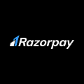 Razorpay logo with stylized blue and white 'R' followed by the word 'azorpay' in white on black background.