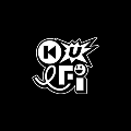 White stylized logo on black background featuring the letters 'K', 'U', and 'fi' with decorative elements including a starburst and connecting lines.