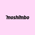 The word 'moshimbo' written in bold black stylized lowercase letters on a light pink background.