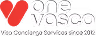 Logo with a red heart next to the text 'one vasco' in white on black background, accompanied by the phrase 'Vive, Disfruta, Colabora con el 2014' in smaller white letters.