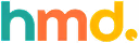 Logo with lowercase letters 'hmd' in bold colors: red 'h', orange 'm', green 'd', followed by a yellow dot.