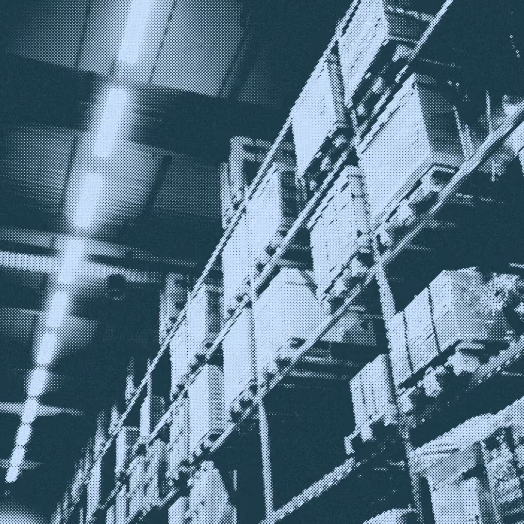 Interior of a large logistics warehouse