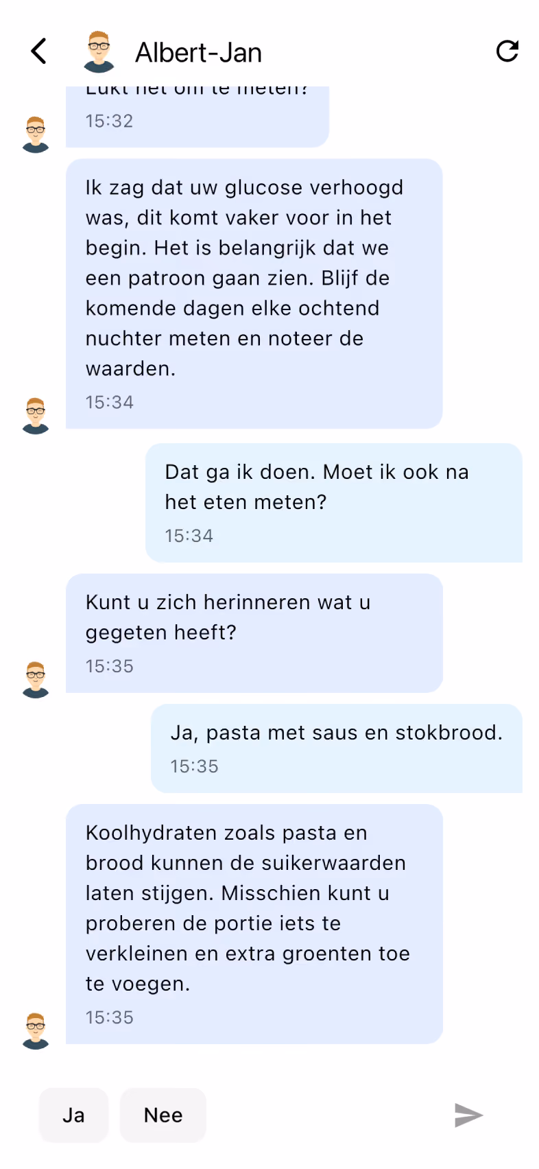 Contact met de praktijk in de app