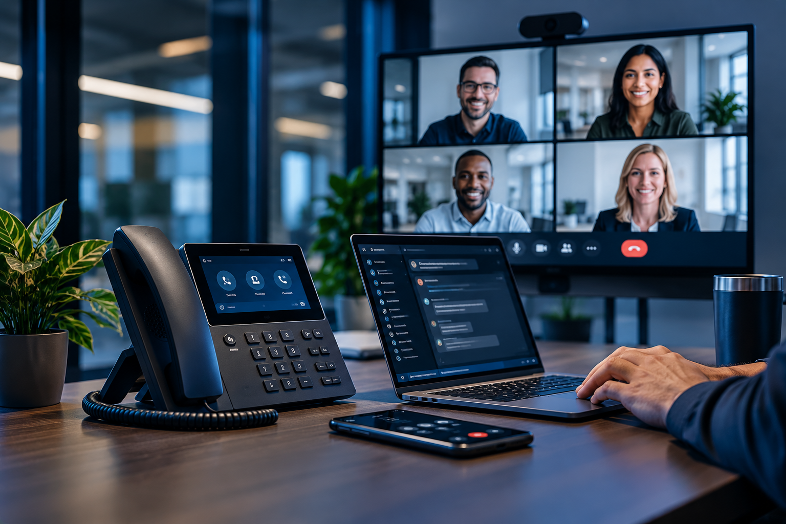 Unified communications platform interface on multiple devices