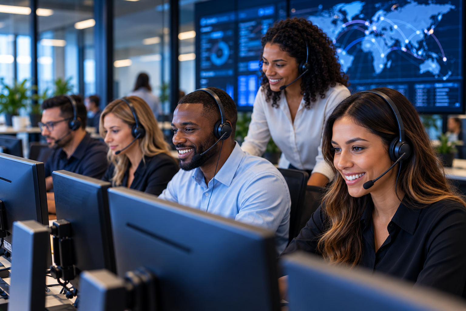 Contact center dashboard and team customer service interaction
