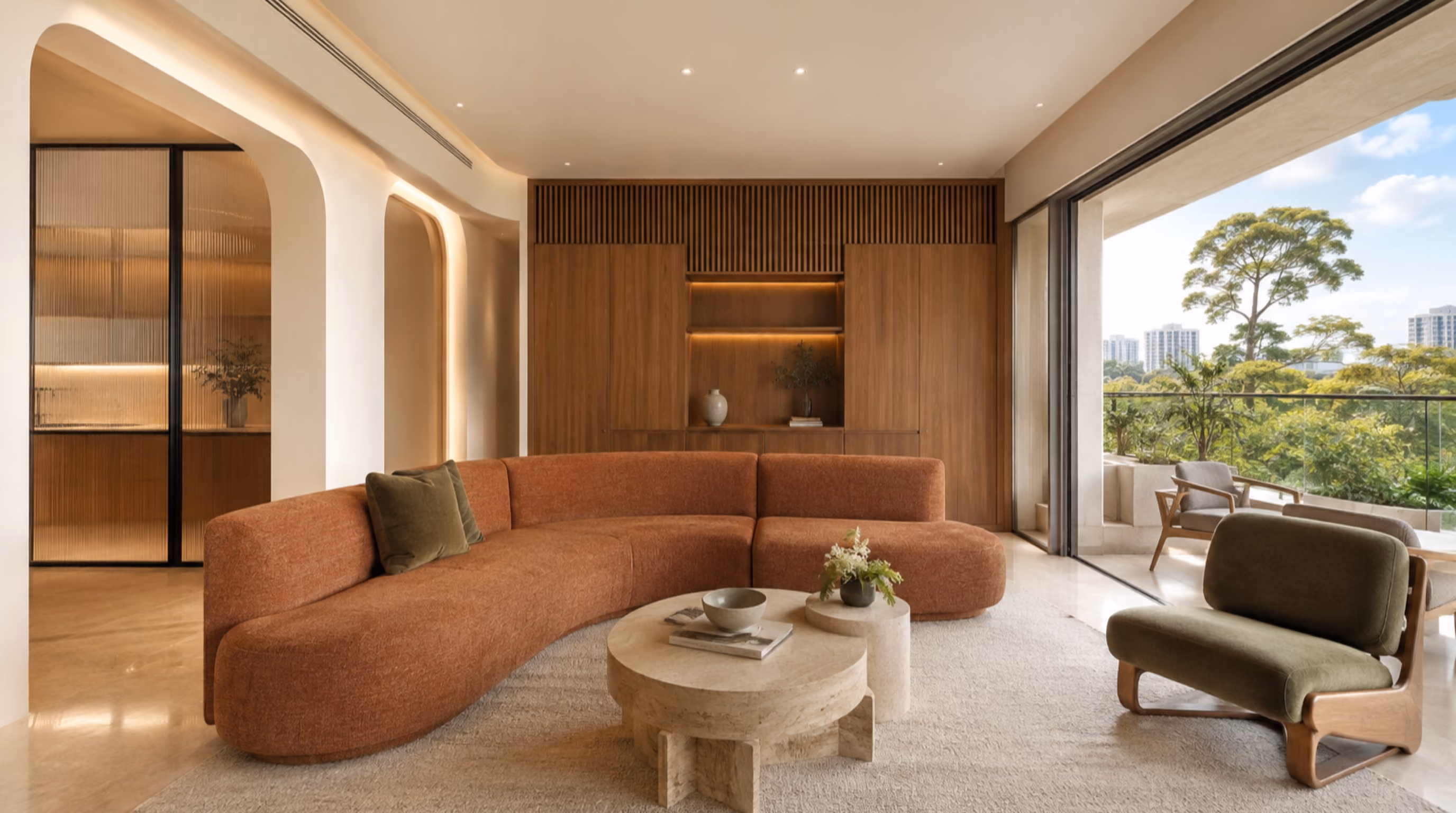 Sculptural mid century modern interior design for a Dover / Kent Ridge home by Luxior Concept