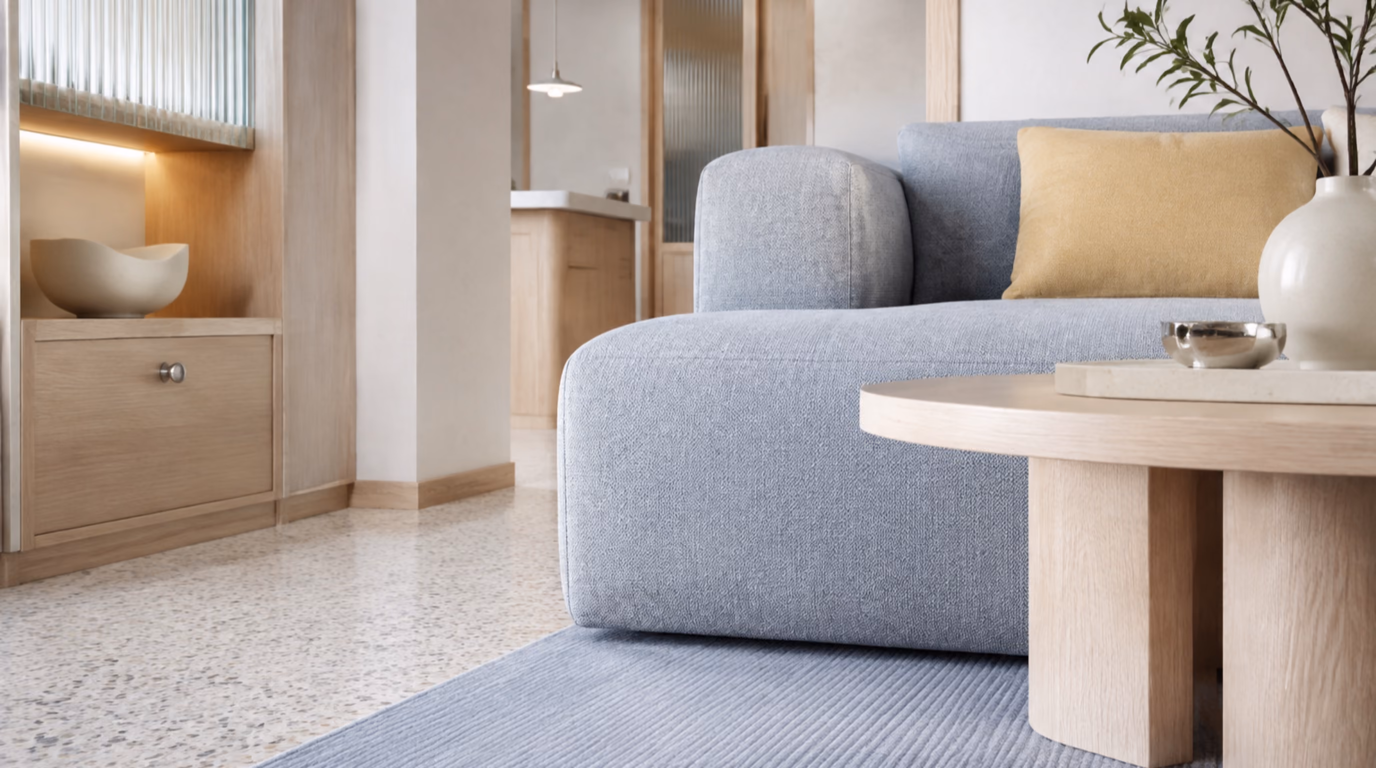 Soft scandinavian colour modern interior design for a Lentor home by Luxior Concept