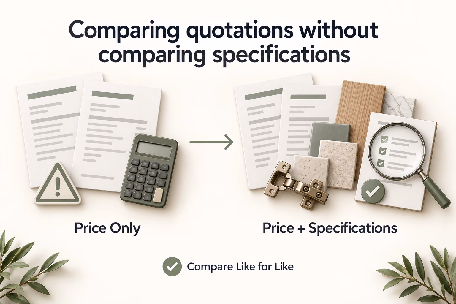 Comparing quotations without comparing specifications