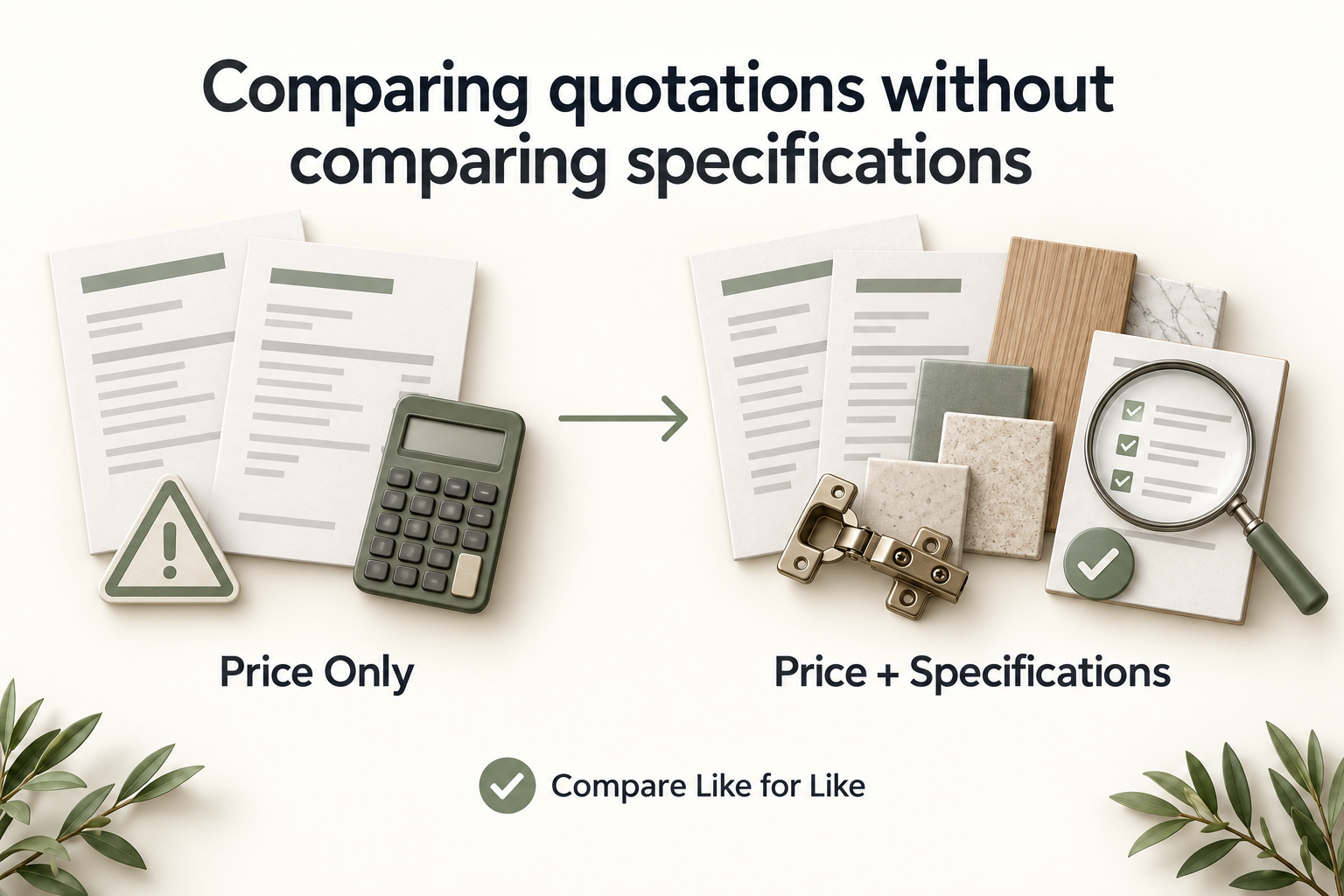 Comparing quotations without comparing specifications