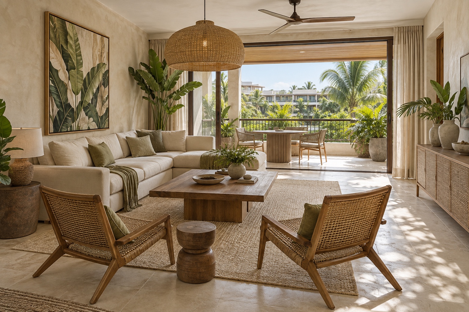 Resort Tropical living room for those who loves a lot of greenery