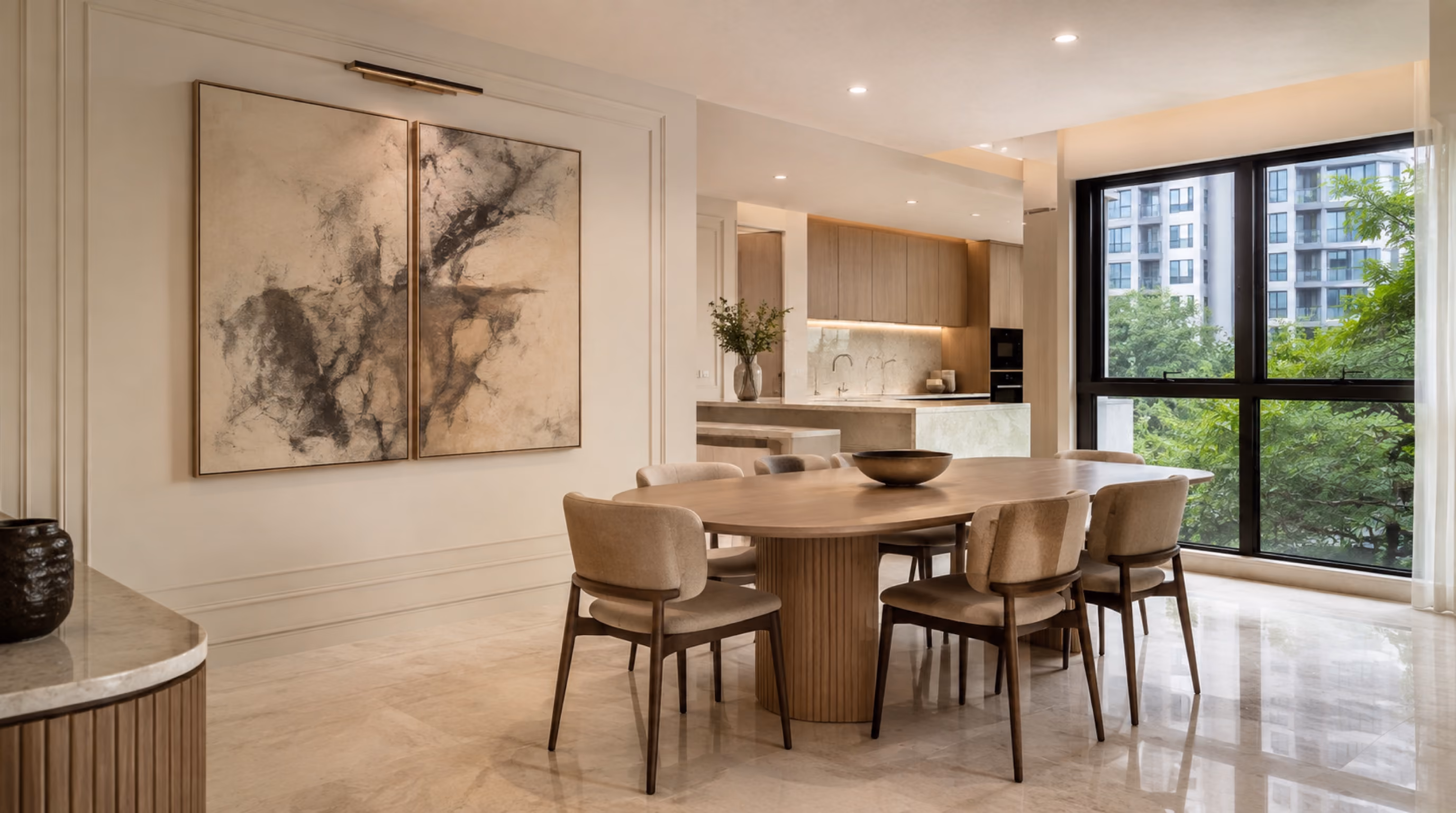 Quiet luxury transitional interior design for a Novena / Newton home by Luxior Concept