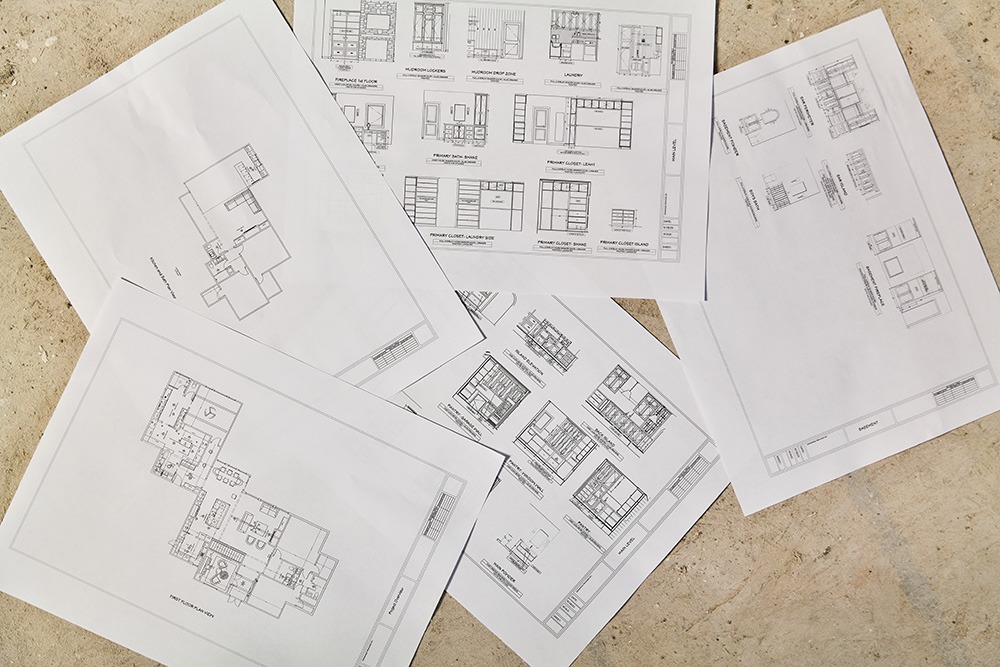 Floor plans and cabinetry elevations