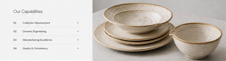 Handcrafted ceramic tableware capability