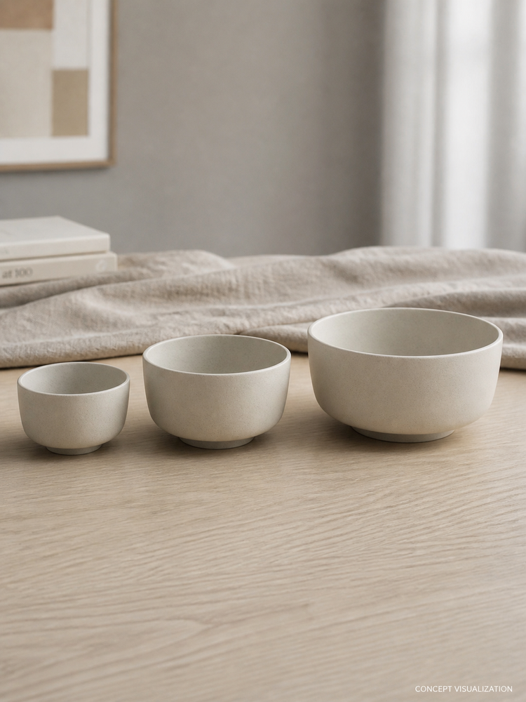 Three Quiet Geometry straight-sided bowls in different sizes
