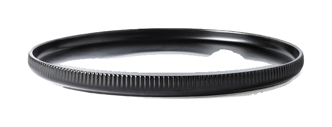 10-inch Flat Plate in black ribbed glaze, original SKU side view