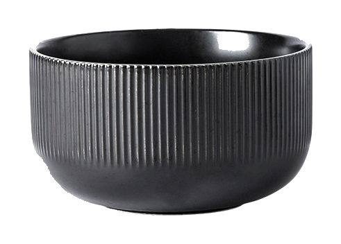 6-inch Noodle Bowl in black ribbed glaze